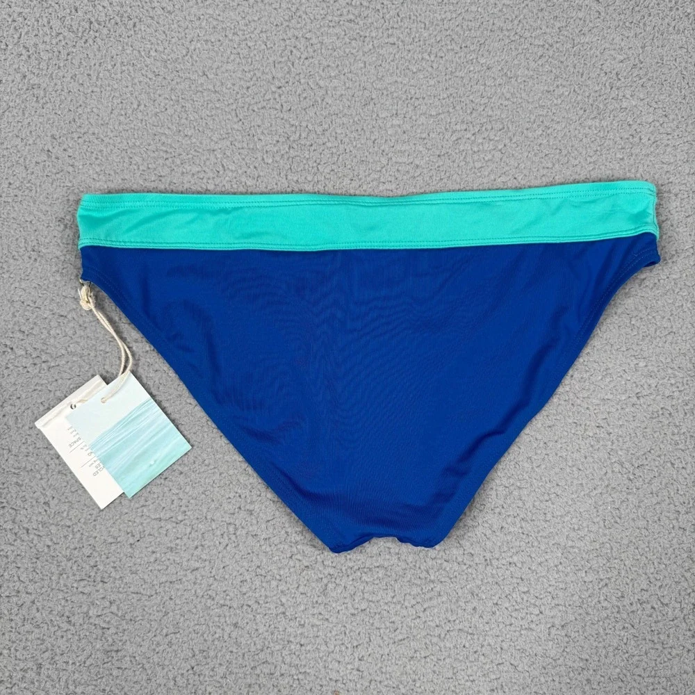 Carve Designs Bikini Bottom Womens L Blue Teal Colorblock UPF Classic Rise NWT